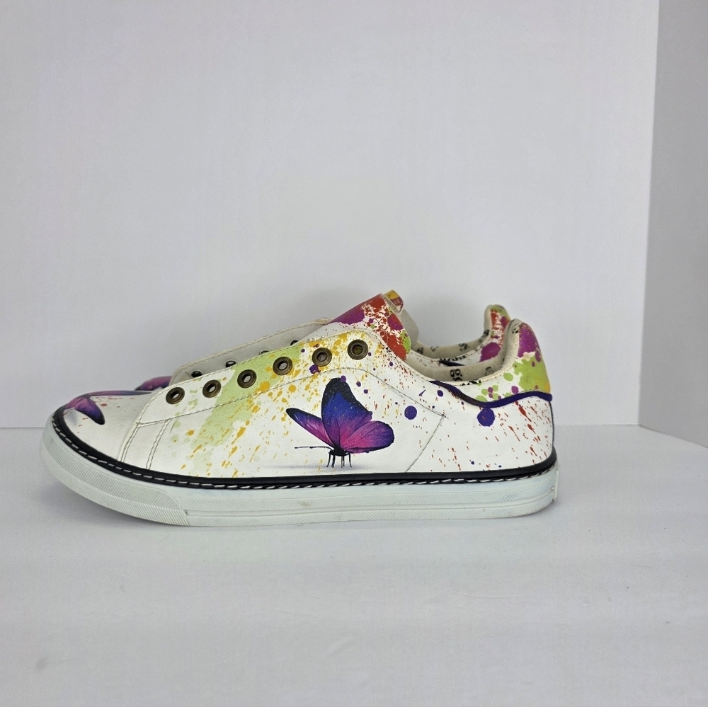 Goby Sneaker GSS117 Colorful Butterfly Graffiti Print Women's Casual EU 41 US 10 - Picture 2 of 14